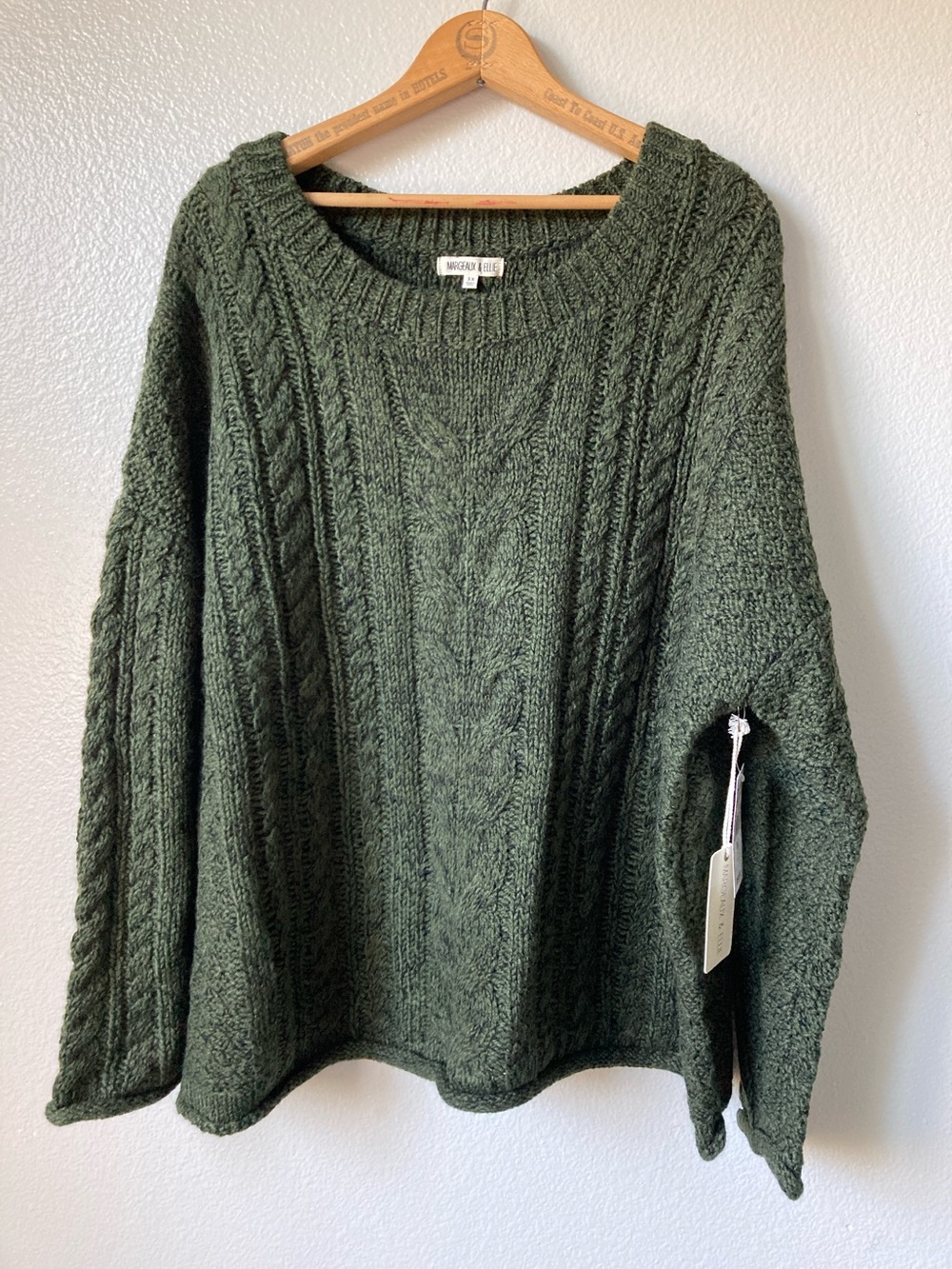NWT Margeaux & Ellie 
cable knit relaxed fit sweater moss forest green sz 3x
